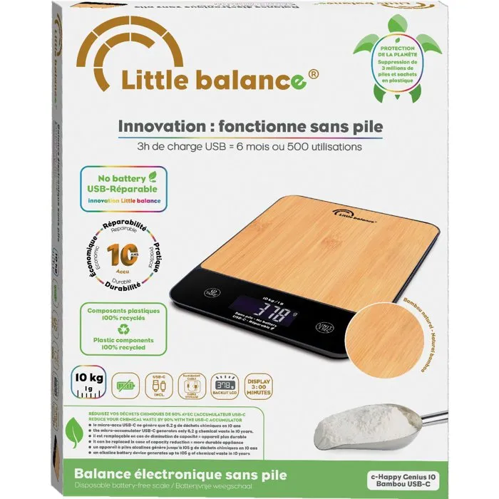Little Balance Balanza de Cocina Happy Genius 10 USB LIT3760240787129 - Madera Natural y Sin Pilas Little Balance Balanza de Cocina Happy Genius 10 USB LIT3760240787129 - Madera Natural y Sin Pilas