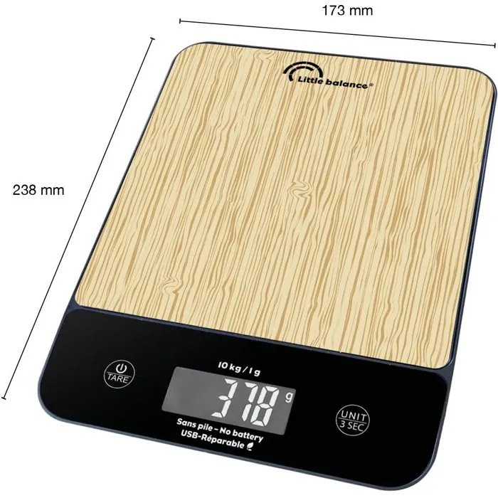 Little Balance Balanza de Cocina Happy Genius 10 USB LIT3760240787129 - Madera Natural y Sin Pilas Little Balance Balanza de Cocina Happy Genius 10 USB LIT3760240787129 - Madera Natural y Sin Pilas