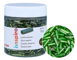 Innspiro Rocalla de Vidrio Cilindro Plateado Verde Aguacate 95g