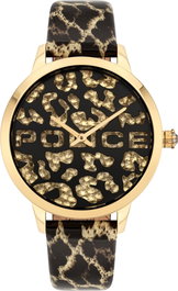 Police Reloj PL16028MSG.02 con caja dorada y correa marrón