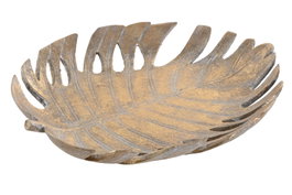 DKD Home Decor Centro de Mesa de Resina Hoja Envejecido Dorado