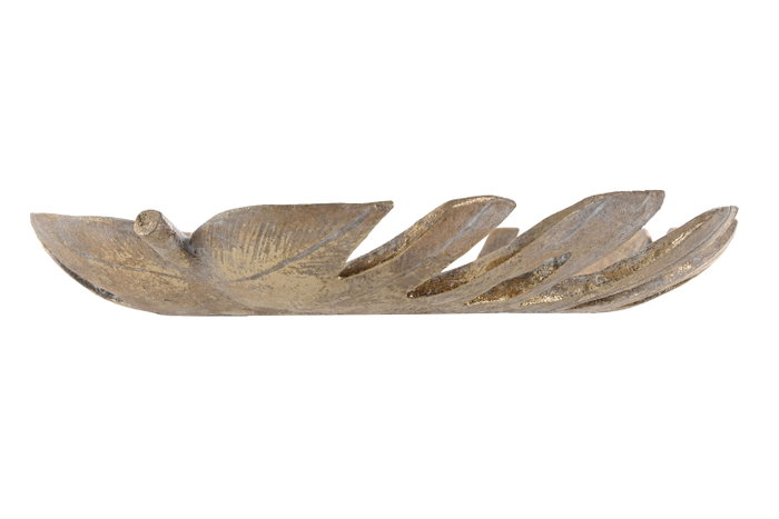 DKD Home Decor Centro de Mesa de Resina Hoja Envejecido Dorado