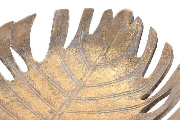 DKD Home Decor Centro de Mesa de Resina Hoja Envejecido Dorado