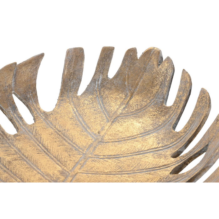 DKD Home Decor Centro de Mesa de Resina Hoja Envejecido Dorado
