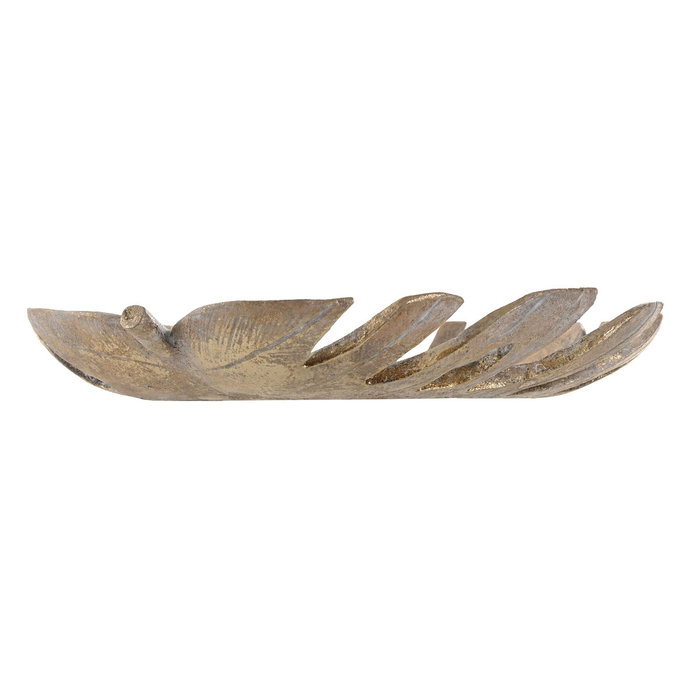 DKD Home Decor Centro de Mesa de Resina Hoja Envejecido Dorado