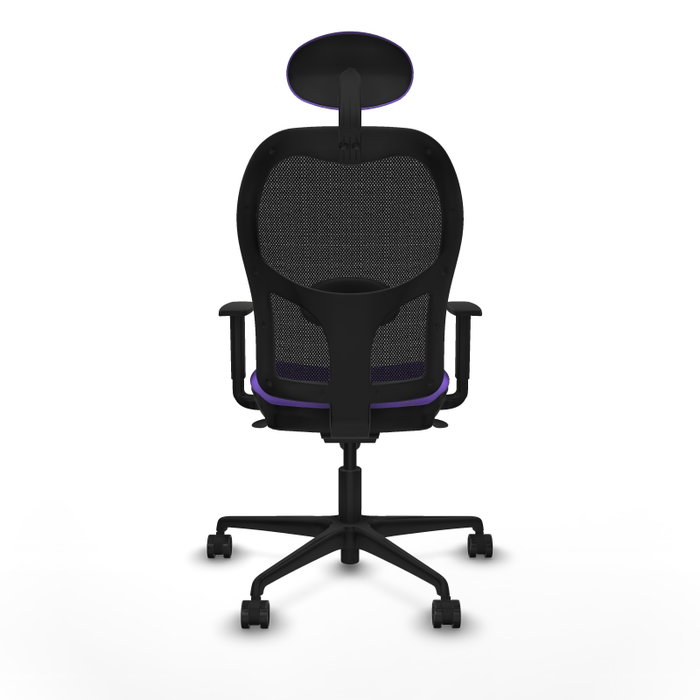 PIQUERAS Y CRESPO Silla de oficina Jorquera Sincro, Tela Lila y Malla Negra, Cabecero Fijo, Brazos 1D, Lumbar 1D, Ruedas 65mm PIQUERAS Y CRESPO Silla de oficina Jorquera Sincro, Tela Lila y Malla Negra, Cabecero Fijo, Brazos 1D, Lumbar 1D, Ruedas 65mm