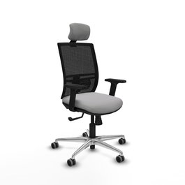 PIQUERAS Y CRESPO Silla de oficina Yunquera con mecanismo Sincro, Gris claro y Negro