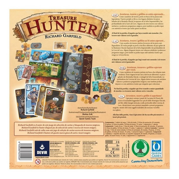 Devir Juego de Mesa Treasure Hunters - Juego de Cartas de Fantasía y Estrategia para 2-6 Jugadores +8 Años, 40 Min, Diseño de Richard Garfield, Castellano/Catalán/Portugués/Italiano