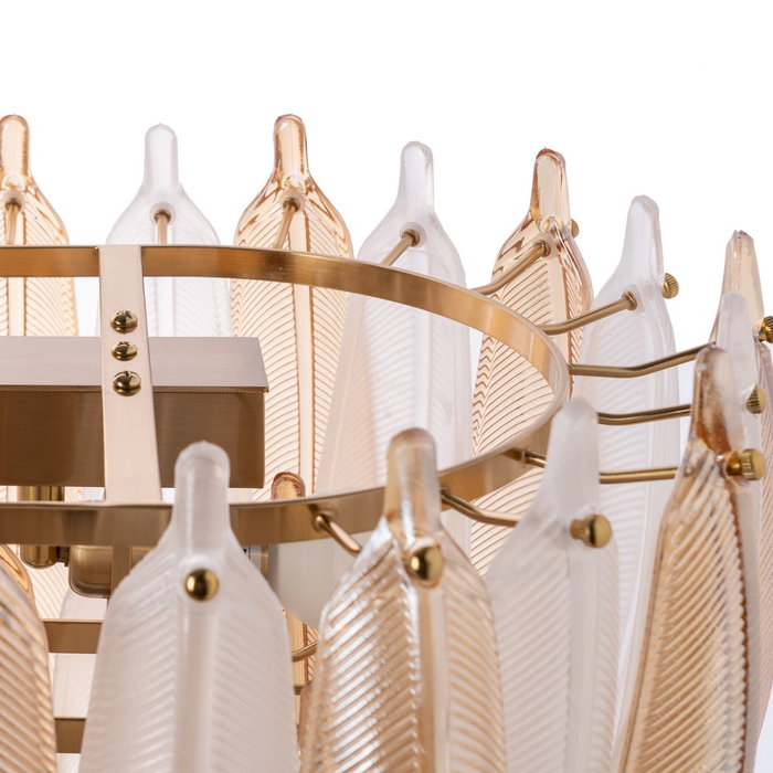 Lámpara Techo Plumas Champán Cristal 100 X 35 X 38 cm Lámpara Techo Plumas Champán Cristal 100 X 35 X 38 cm