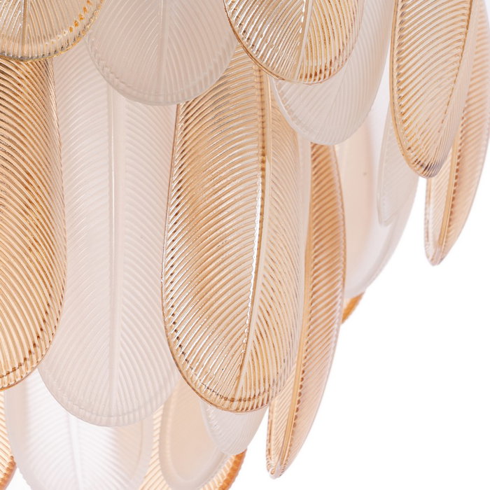 Lámpara Techo Plumas Champán Cristal 100 X 35 X 38 cm Lámpara Techo Plumas Champán Cristal 100 X 35 X 38 cm