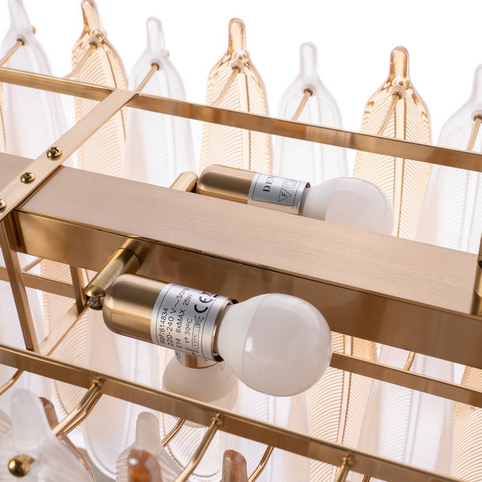 Lámpara Techo Plumas Champán Cristal 100 X 35 X 38 cm Lámpara Techo Plumas Champán Cristal 100 X 35 X 38 cm