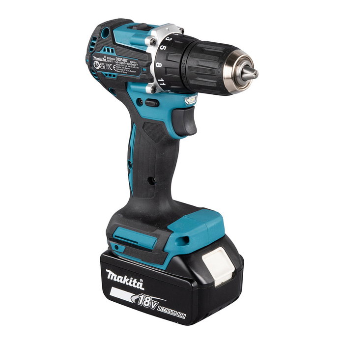 Makita DDF487Z Taladro Percutor a Bateria 18V 40 Nm, Pistola, Turbo, Sin Bateria, 1.3 cm en Acero, 3.6 cm en Madera, 1700 RPM, 940 g, Color Turquesa Makita DDF487Z Taladro Percutor a Bateria 18V 40 Nm, Pistola, Turbo, Sin Bateria, 1.3 cm en Acero, 3.6 cm en Madera, 1700 RPM, 940 g, Color Turquesa