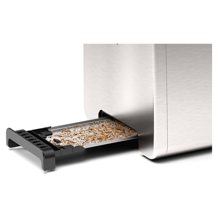 Bosch TAT5P420 Tostadora DesignLine, Acero Inoxidable, 2 Rebanadas, 970W, Función Descongelar y Recalentar, Negro