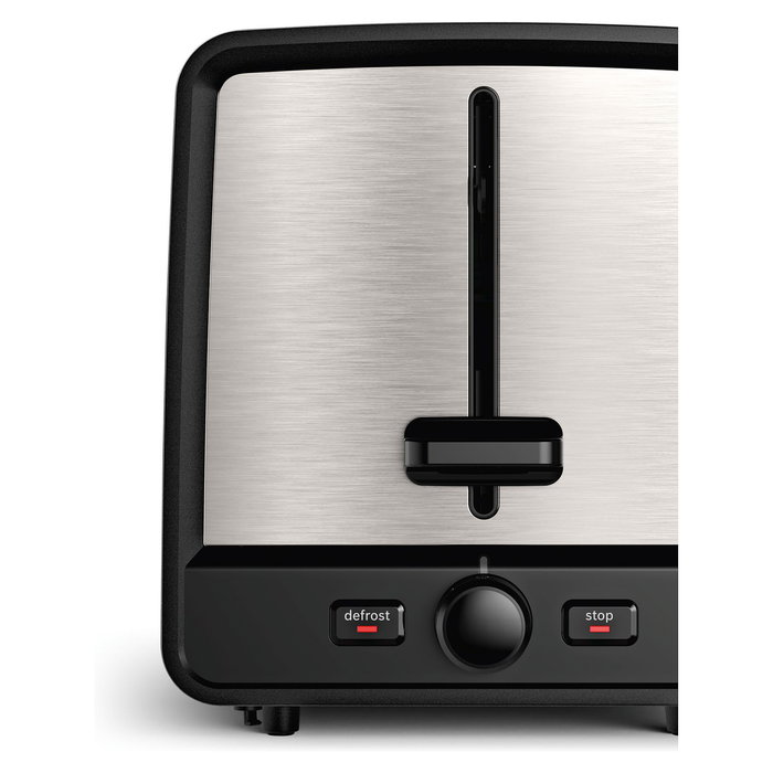 Bosch TAT5P420 Tostadora DesignLine, Acero Inoxidable, 2 Rebanadas, 970W, Función Descongelar y Recalentar, Negro