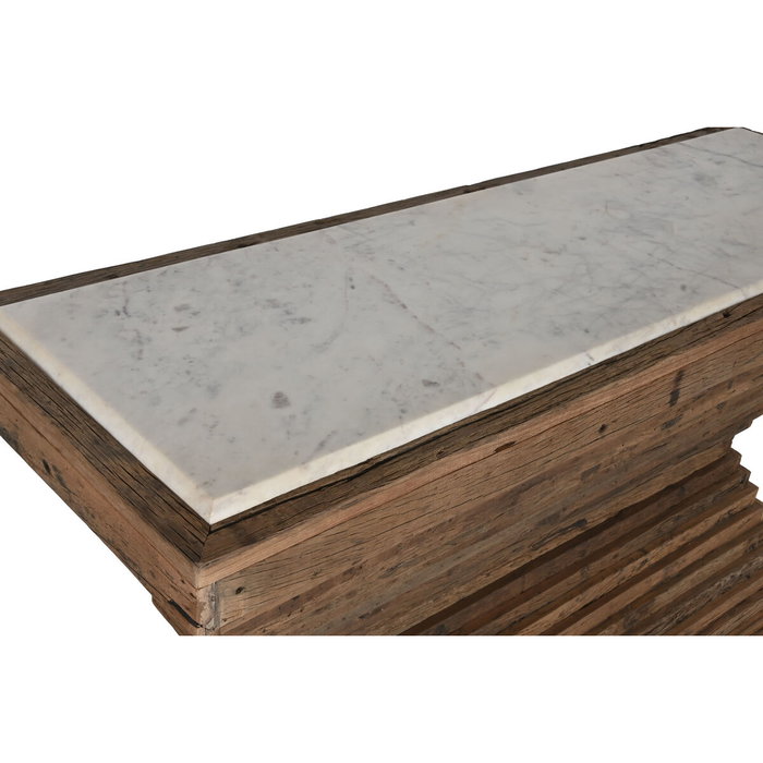 DKD Home Decor Consola Item Home Marron Blanco Madera reciclada Marmol 138 x 45 x 87 cm