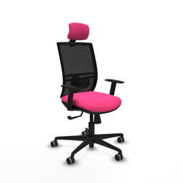 PIQUERAS Y CRESPO Silla de oficina Yunquera con mecanismo Sincro, Rosa y Negro