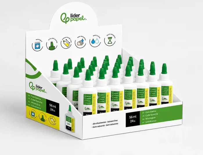 Liderpapel Cola Blanca Lavable Bote 56 ml para Manualidades, Hogar y Oficina