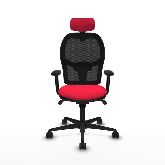 PIQUERAS Y CRESPO Silla de oficina Jorquera con mecanismo Sincro, Tela Roja y Malla Negra