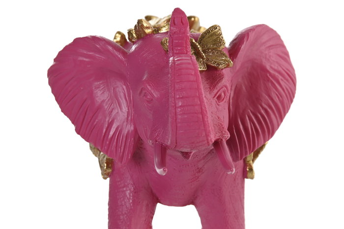 DKD Home Decor Figura de Resina Elefante Fucsia y Dorado 13.5 x 19 x 26 cm