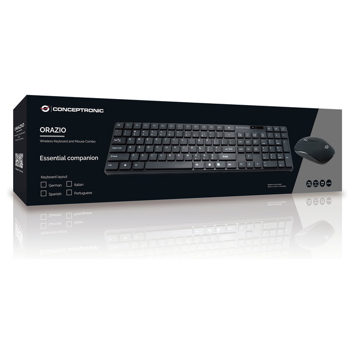 Conceptronic ORAZIO01DE Teclado y Ratón Inalámbrico RF QWERTZ Alemán Negro - Combo Completo para Hogar