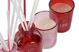 DKD Home Decor Ambientador Mikado Glam Rojo Rosa 4 x 10 x 5 cm Set de 2 Fragancia Rosa/Peonía