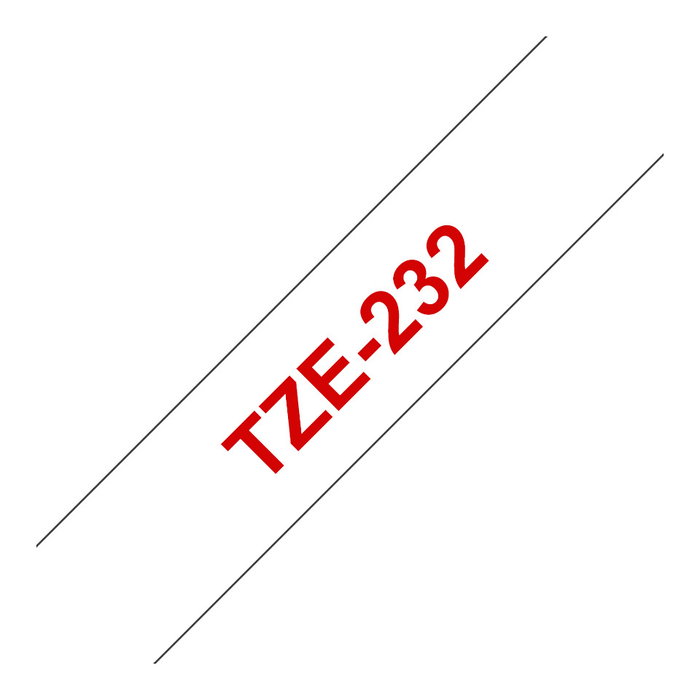 Brother TZe-232 Cinta laminada de 12 mm, Rojo sobre blanco Brother TZe-232 Cinta laminada de 12 mm, Rojo sobre blanco
