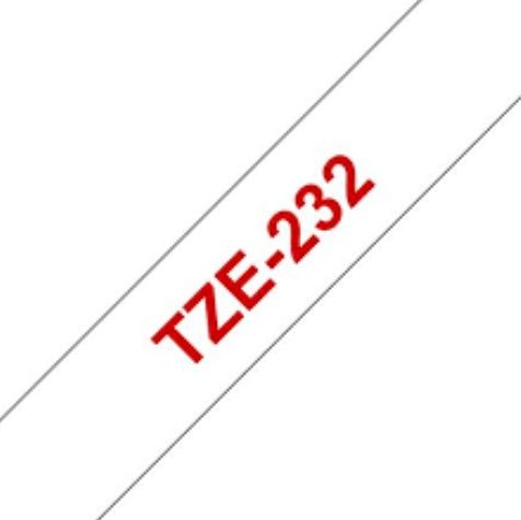 Brother TZe-232 Cinta laminada de 12 mm, Rojo sobre blanco Brother TZe-232 Cinta laminada de 12 mm, Rojo sobre blanco