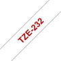 Brother TZe-232 Cinta laminada de 12 mm, Rojo sobre blanco