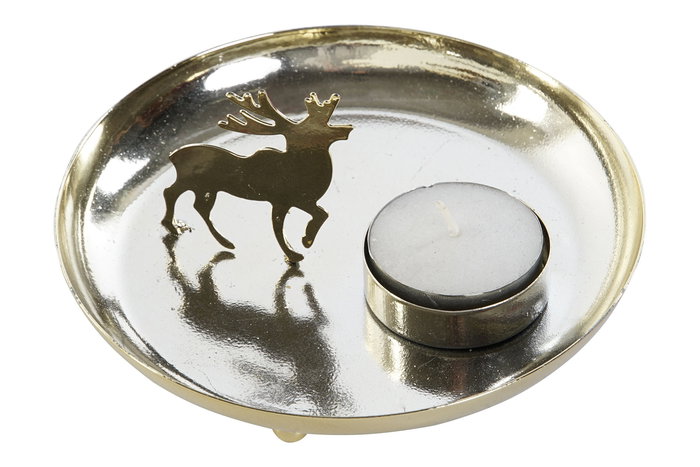 DKD Home Decor Portavela Dorado Metal 12.6 x 12.6 x 5.5 cm (4 Unidades)