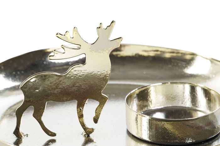 DKD Home Decor Portavela Dorado Metal 12.6 x 12.6 x 5.5 cm (4 Unidades)