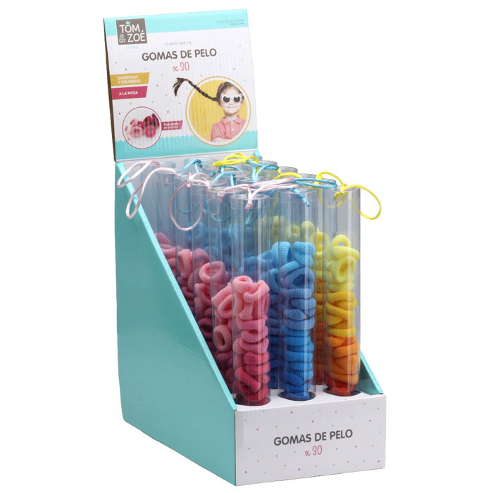 Tom et Zoe Juego de 30 Gomas de Pelo Elásticas Coloridas de Tacto Suave