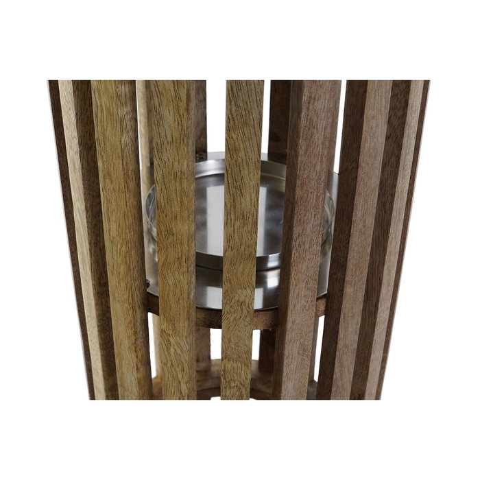 DKD Home Decor Portavelas Mango y Cristal Marrón Natural 20x20x51 cm