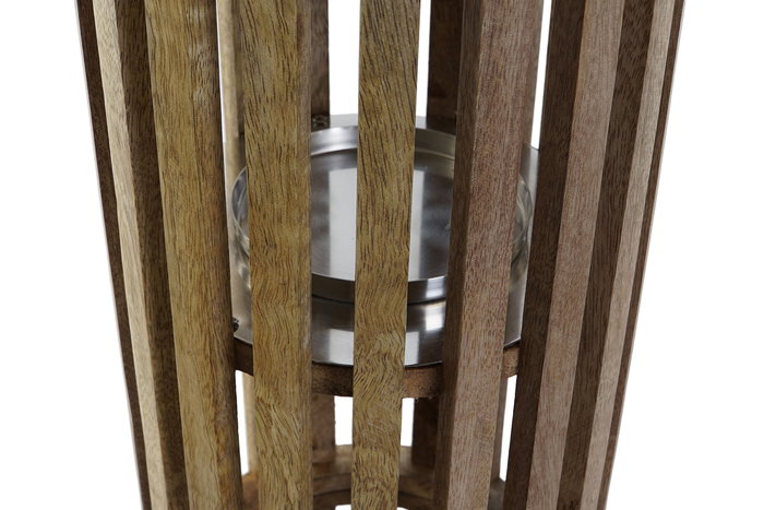 DKD Home Decor Portavela Marron Plateado Mango Cristal 20 x 51 x 20 cm