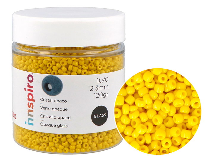 Innspiro Rocalla de Vidrio Redonda Opaco Amarillo 2,3mm 120g Innspiro Rocalla de Vidrio Redonda Opaco Amarillo 2,3mm 120g