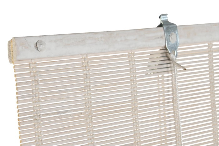 DKD Home Decor Estor Enrollable de Bambú Barnizado Blanco 120x175 cm