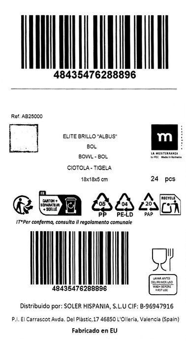 La Mediterranea Bol Albus Elite Brillo 18 x 18 cm (24 Unidades) La Mediterranea Bol Albus Elite Brillo 18 x 18 cm (24 Unidades)