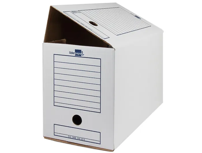 Liderpapel Caja Archivo Definitivo Folio Doble Ancho Cartón Reciclado 400g/m2 Blanco 367x200x251 mm