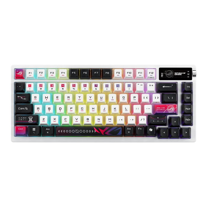 ASUS ROG Azoth X Teclado Gaming Inalámbrico Trimodo (Bluetooth/2.4GHz/USB) Formato 75%, Interruptores Mecánicos Hot-Swap NX V2, Pantalla OLED, RGB, Negro y Blanco ASUS ROG Azoth X Teclado Gaming Inalámbrico Trimodo (Bluetooth/2.4GHz/USB) Formato 75%, Interruptores Mecánicos Hot-Swap NX V2, Pantalla OLED, RGB, Negro y Blanco