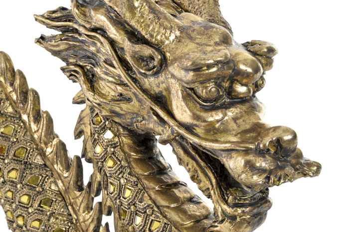DKD Home Decor Figura Oriental Dorado Resina Espejo Dragón 14 x 32 x 52 cm