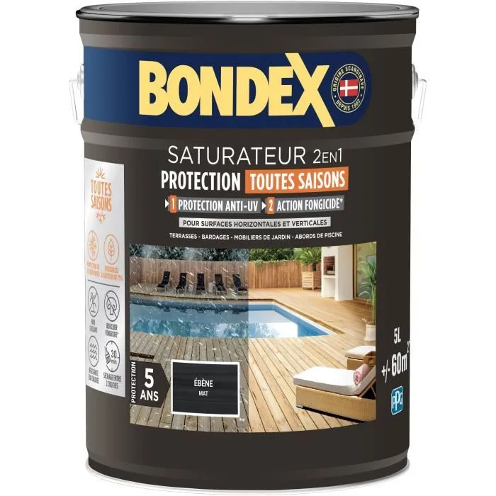 Bondex BON3174264783232 Saturador 2 en 1 Ébano mate 5 L Bondex BON3174264783232 Saturador 2 en 1 Ébano mate 5 L