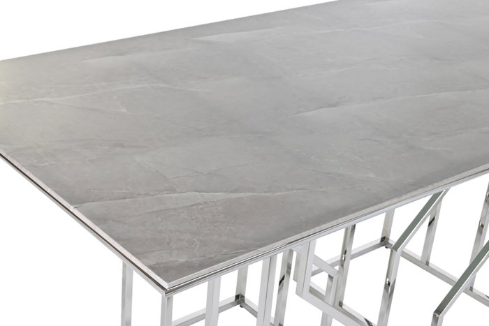 DKD Home Decor Mesa Comedor Moderno Blanco Plateado Acero Cristal 180 x 90 x 75 cm DKD Home Decor Mesa Comedor Moderno Blanco Plateado Acero Cristal 180 x 90 x 75 cm