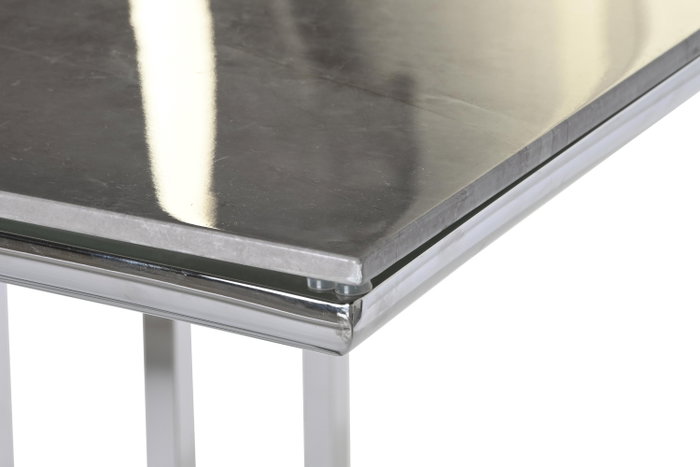 DKD Home Decor Mesa Comedor Moderno Blanco Plateado Acero Cristal 180 x 90 x 75 cm DKD Home Decor Mesa Comedor Moderno Blanco Plateado Acero Cristal 180 x 90 x 75 cm