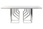 DKD Home Decor Mesa Comedor Moderno Blanco Plateado Acero Cristal 180 x 90 x 75 cm