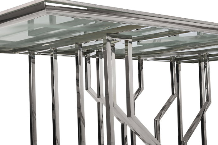 DKD Home Decor Mesa Comedor Moderno Blanco Plateado Acero Cristal 180 x 90 x 75 cm DKD Home Decor Mesa Comedor Moderno Blanco Plateado Acero Cristal 180 x 90 x 75 cm