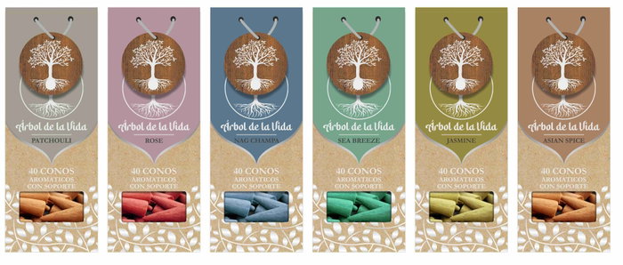 DKD Home Decor Set de Incienso Cono Árbol de la Vida Multicolor
