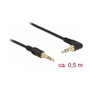 DeLOCK 85564 Cable de audio estéreo 3,5 mm con conector angular, 0,5 m, Negro