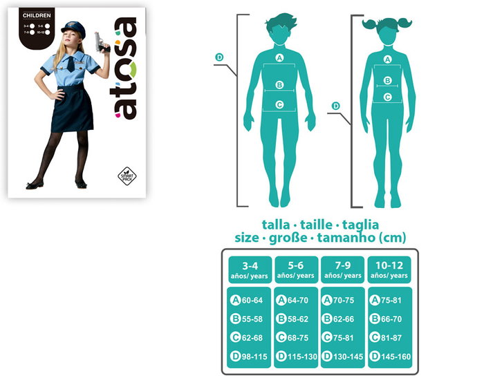 Disfraz de Policía Niña Infantil Uniforme Azul