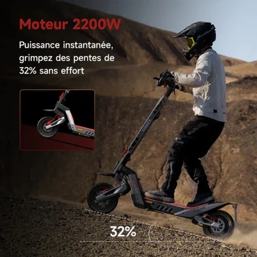 NAVEE XT5 PRO Patinete Eléctrico Todoterreno 2200W 75 km Autonomía Neumáticos 12" Suspensión Gris