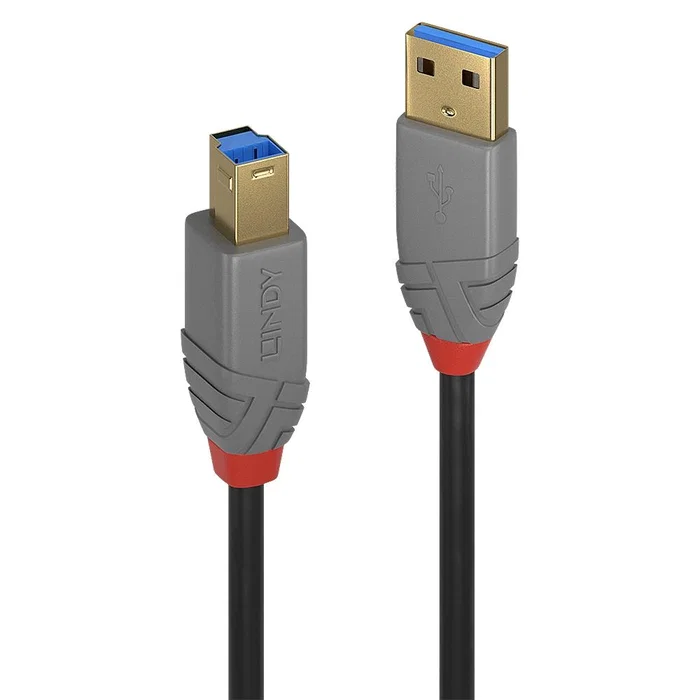 Lindy Cable USB 3.2 Gen 1 Anthra Line de 2m USB A a B, Negro/Gris Lindy Cable USB 3.2 Gen 1 Anthra Line de 2m USB A a B, Negro/Gris