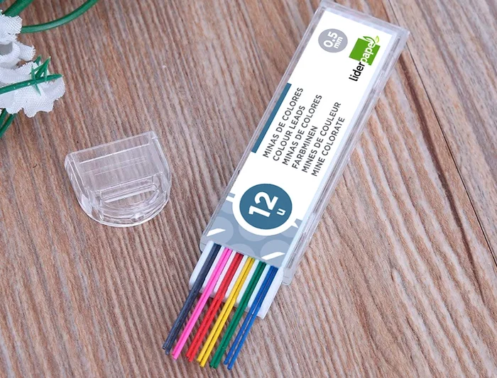 Liderpapel Minas Colores Surtidos Estuche 12 Minas Borrables 0,5 mm